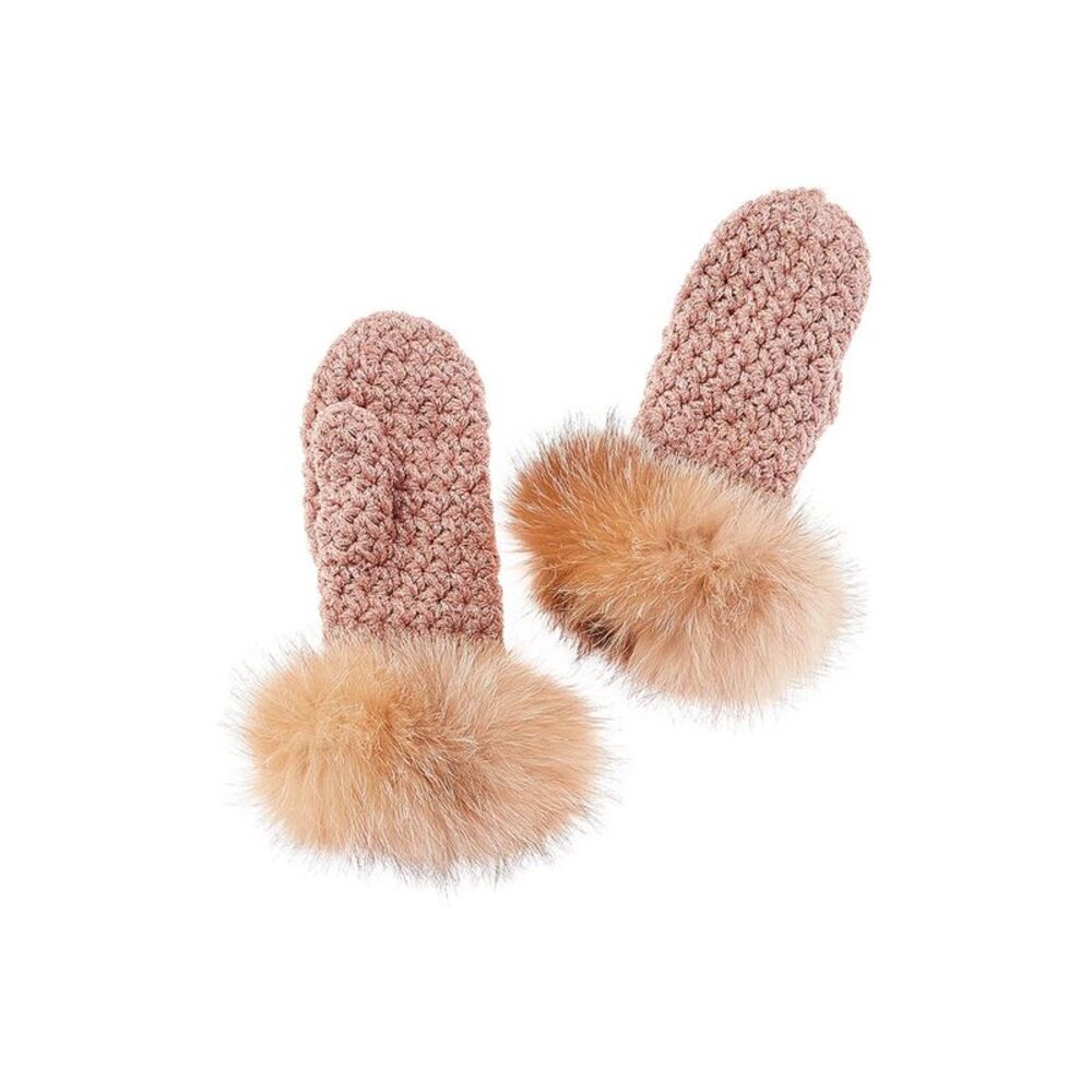 Surell Accessories Fleece-Lined Knit Mittens, Pink